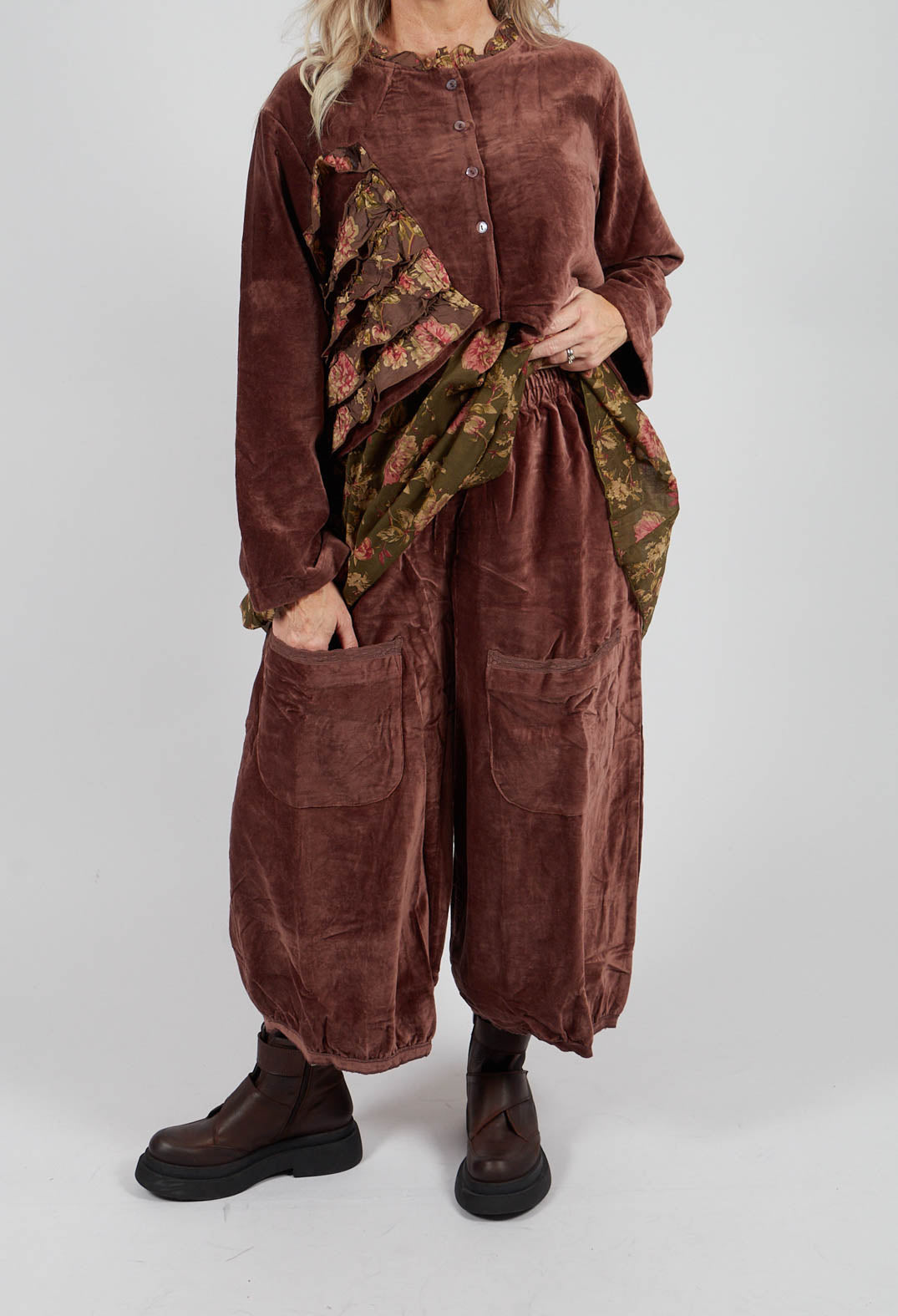 Gus Trousers in Velours Ras Bois de Rose