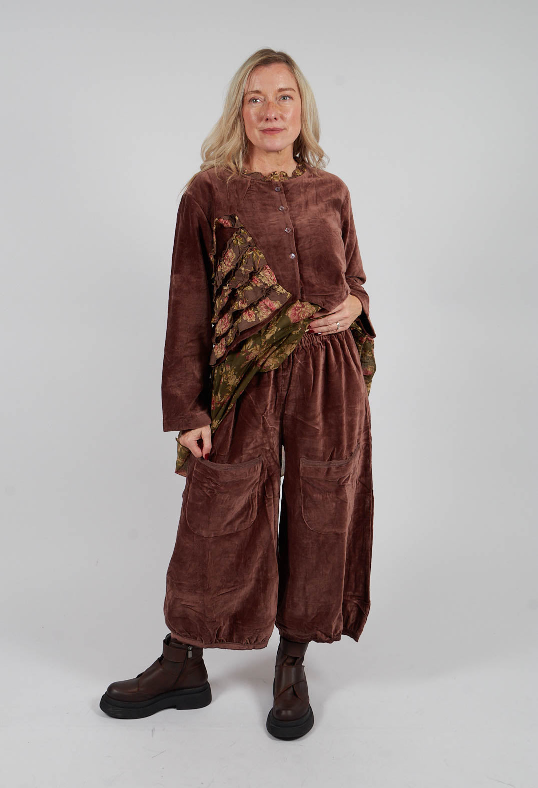 Gus Trousers in Velours Ras Bois de Rose