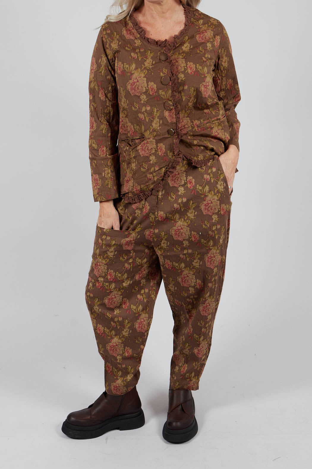 Gaston Trousers in Popeline Havane Fleure