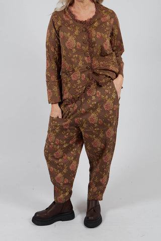 Gaston Trousers in Popeline Havane Fleure