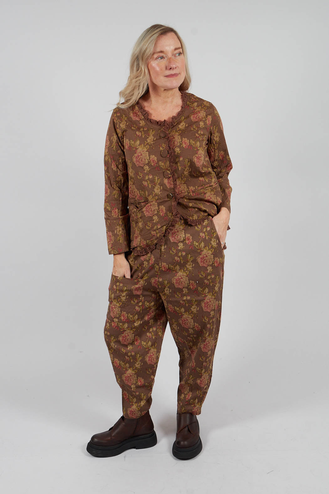 Gaston Trousers in Popeline Havane Fleure