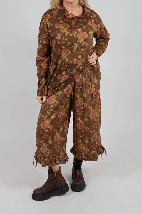 Robert Trousers in Coton Havane Fleurs