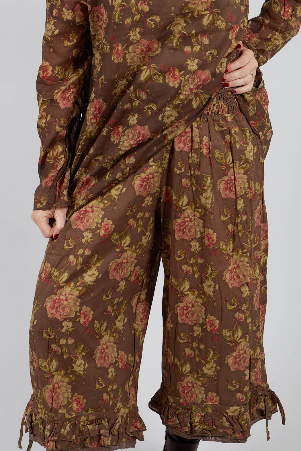 Robert Trousers in Coton Havane Fleurs