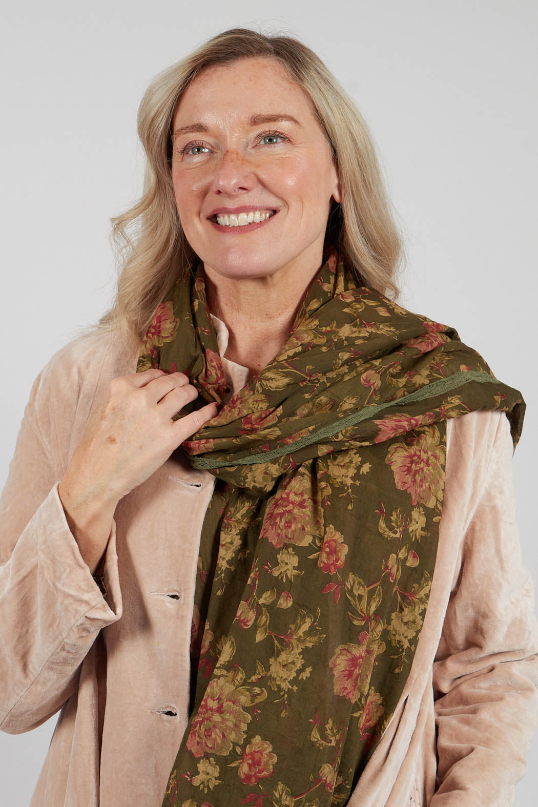 Pauline Scarf in Coton Mousse Fleurs