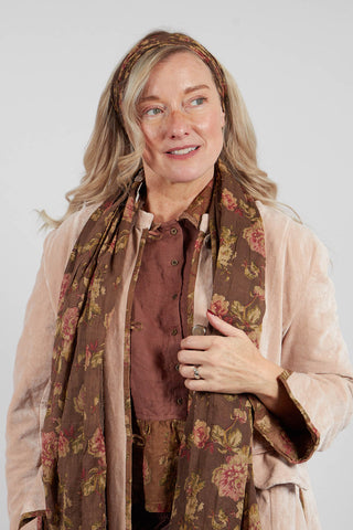 Bandeau Headband in Coton Havane Fleurs