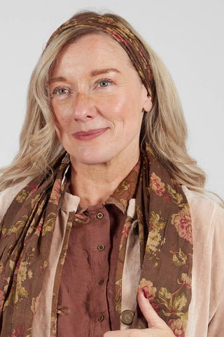 Bandeau Headband in Coton Havane Fleurs