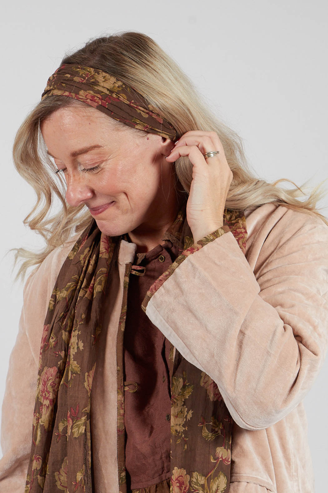 Bandeau Headband in Coton Havane Fleurs
