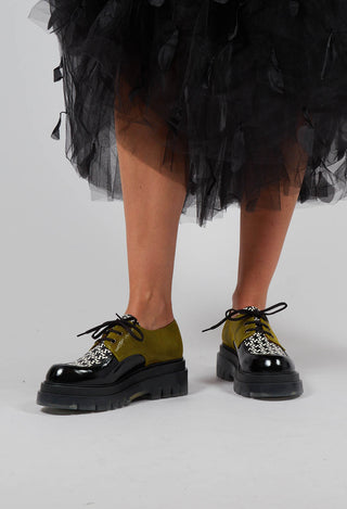 Yolai Lace Up Shoes in Spark Black and Kiwi