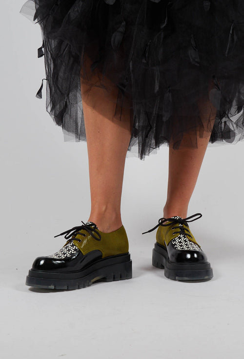 Yolai Lace Up Shoes in Spark Black and Kiwi