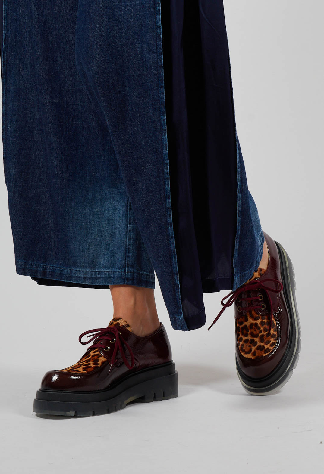 Yolai Lace Up Shoes in Leopard and Chocolate