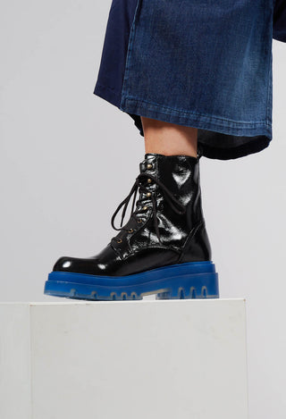 Yuppie Lace Up Boots in Black