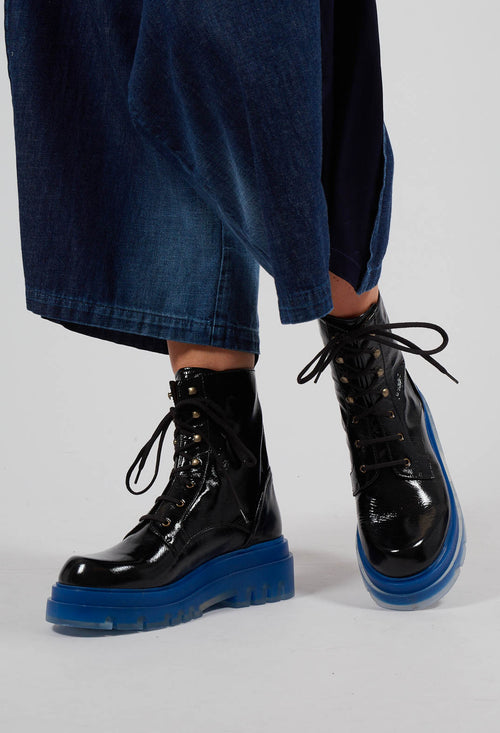 Yuppie Lace Up Boots in Black