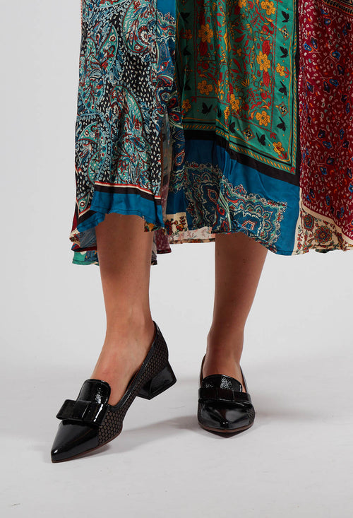 Halvi Low Heel Shoes with Bow in Black