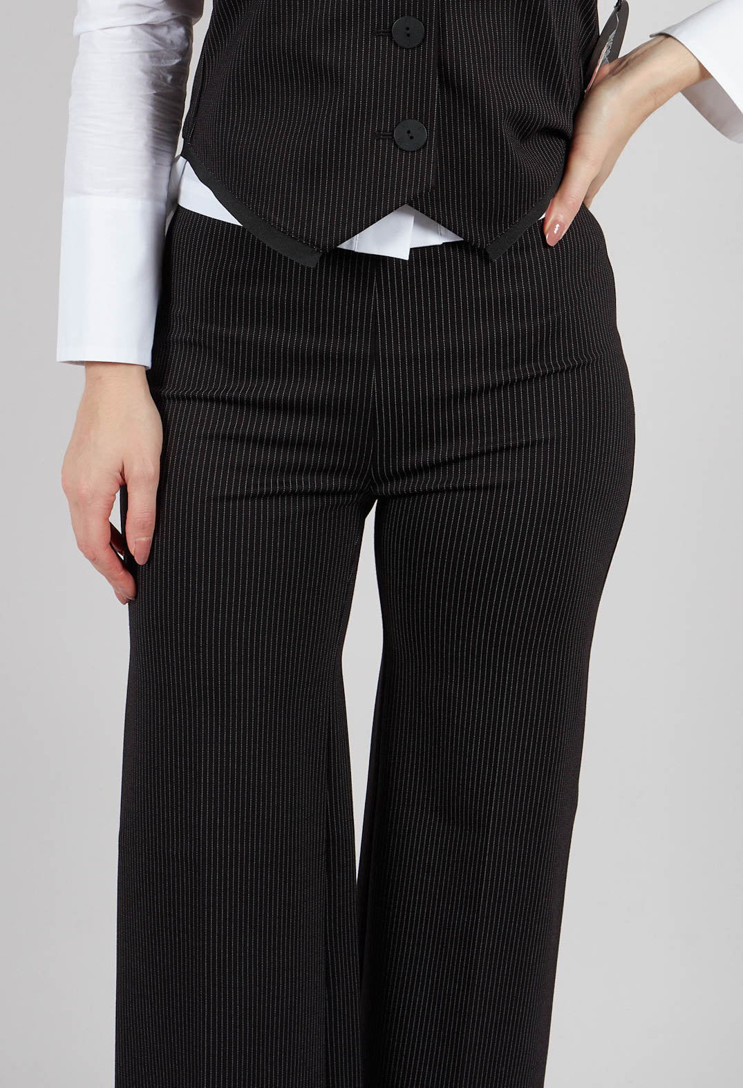 Hrvi Trousers in Black with White Stripes