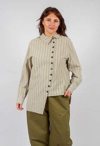 Asymmetric Shirt in Beige Stripe