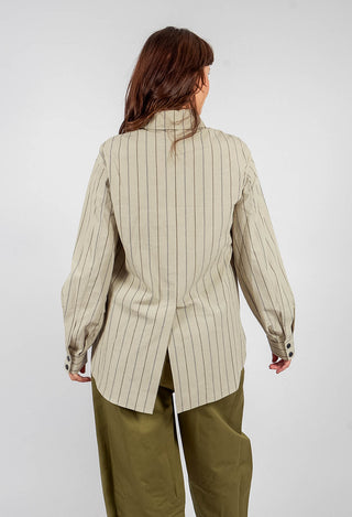 Asymmetric Shirt in Beige Stripe