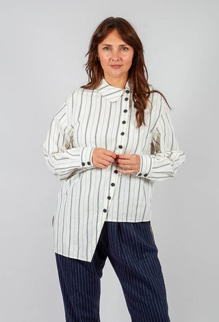 Asymmetric Shirt in Off White Stripe