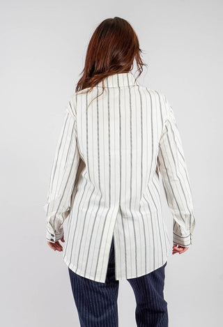 Asymmetric Shirt in Off White Stripe