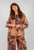 Deep Collared Jacket in Brown Print