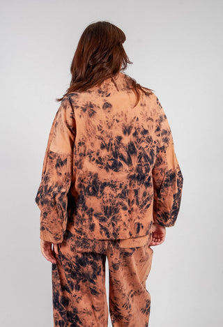 Deep Collared Jacket in Brown Print