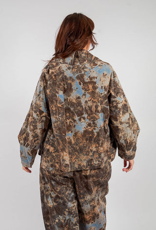 Deep Collared Jacket in Navy Print