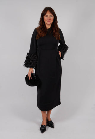 Sakura Stretch Dress with Ruffles in Black