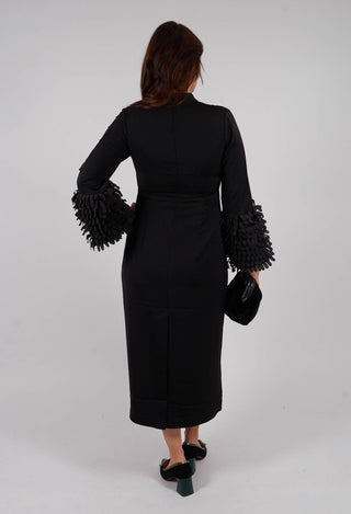 Sakura Stretch Dress with Ruffles in Black