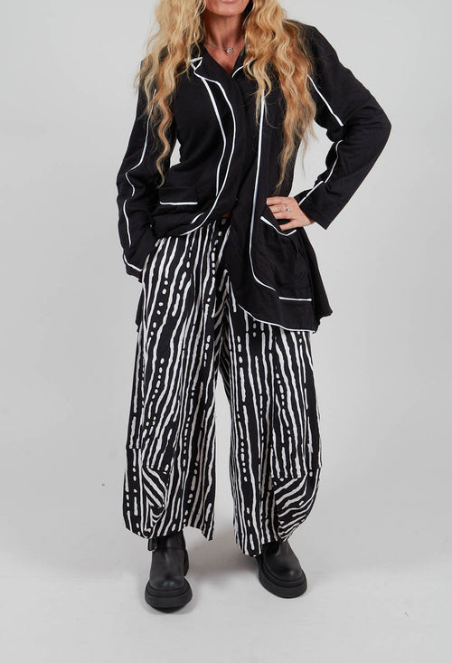 Wide Leg Trousers in Black and White