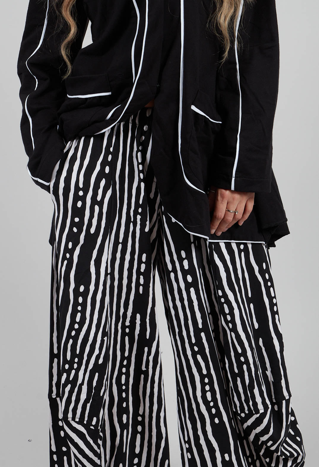 Wide Leg Trousers in Black and White