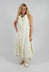 Sleeveless Midi Pinstripe Dress in Cream