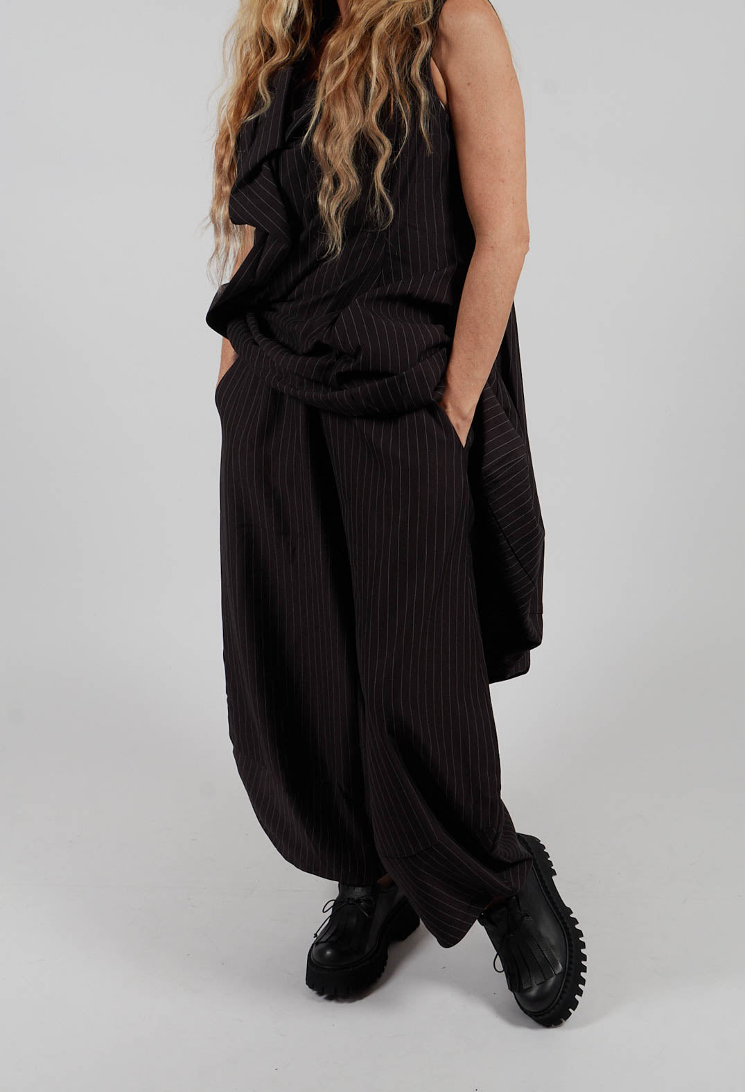 Wide Tulip Hem Trousers in Black