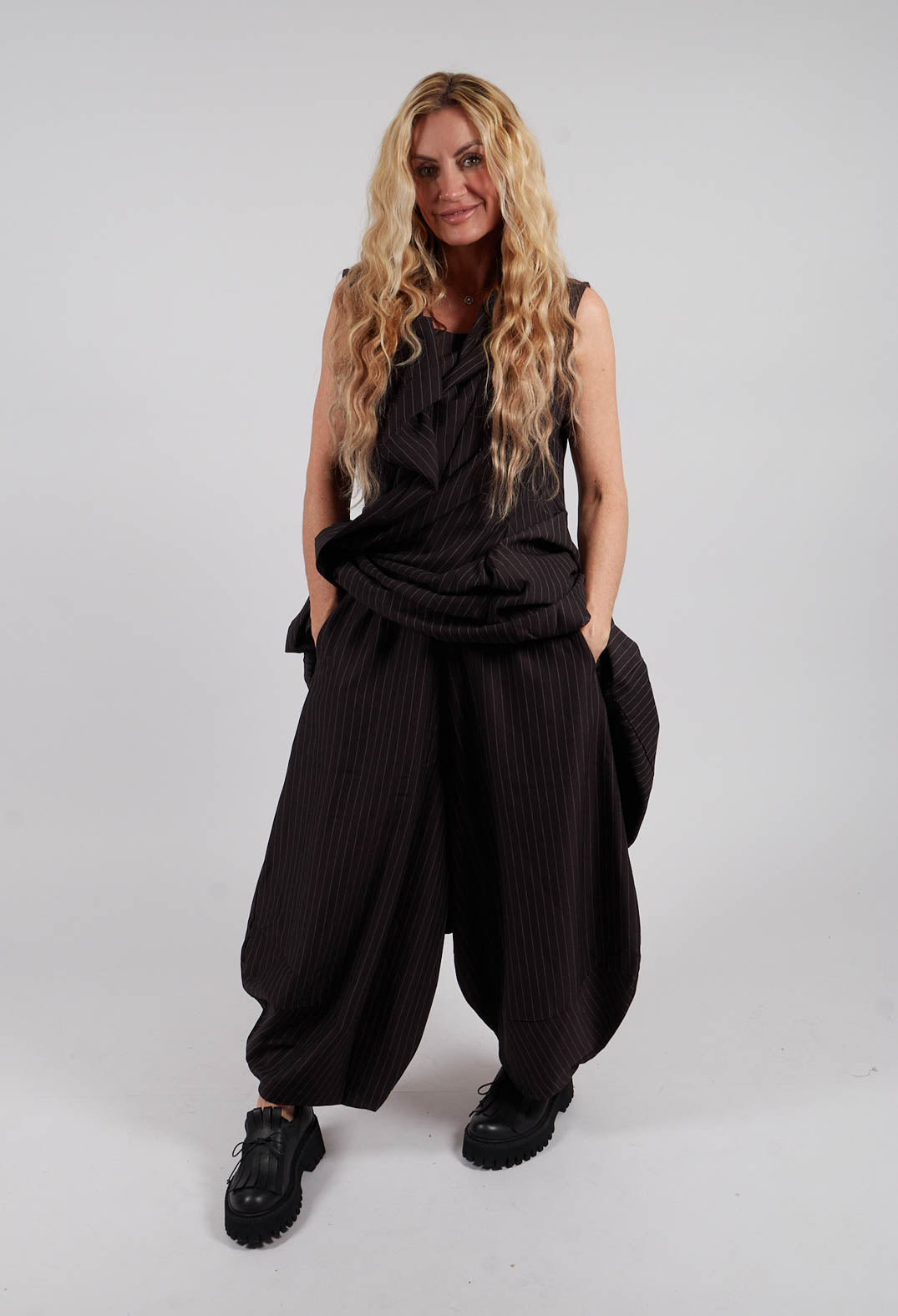 Wide Tulip Hem Trousers in Black