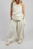 Wide Tulip Hem Trousers in Cream