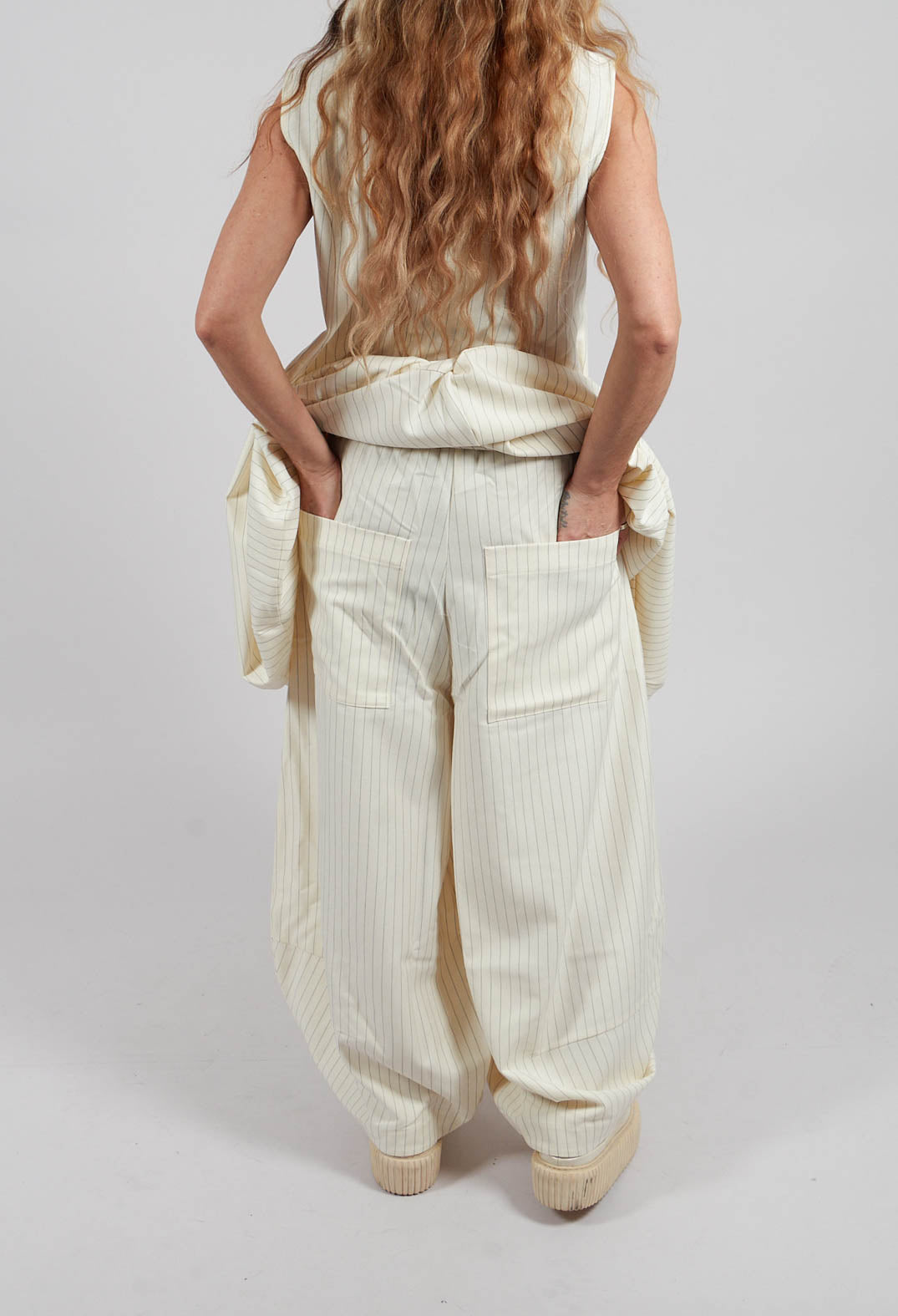 Wide Tulip Hem Trousers in Cream