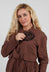 Fabric Ruffle Rosette Brooch in Black and Brown