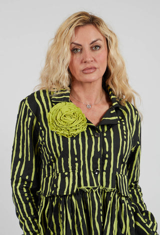 Fabric Ruffle Rosette Brooch in Lime