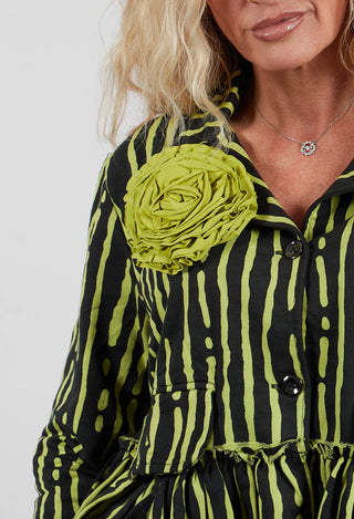 Fabric Ruffle Rosette Brooch in Lime