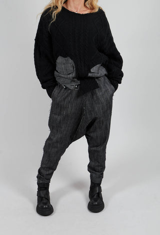 Drop Crotch Trousers in Jeans Black