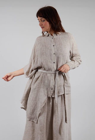 Aysmmetric Linen Dyed Shirt in Sand