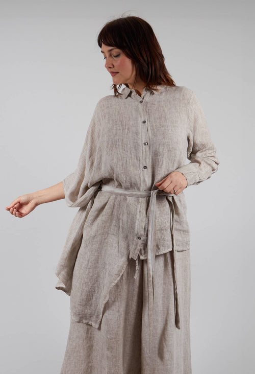 Aysmmetric Linen Dyed Shirt in Sand