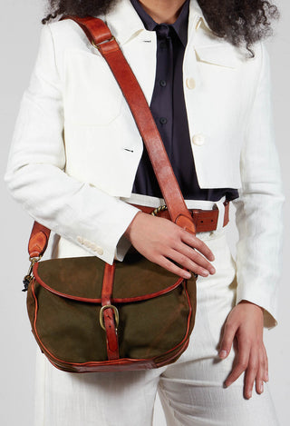 Buckle Bag in Military and Cognac