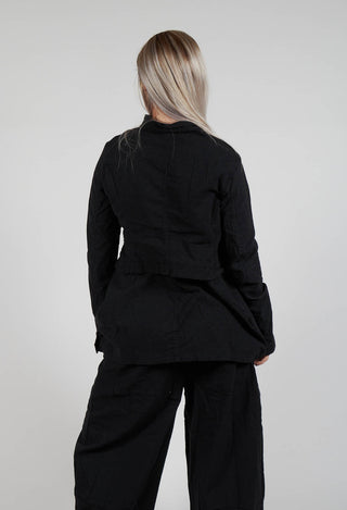Button Through Jacket with Tulip Hem in Black Stripe