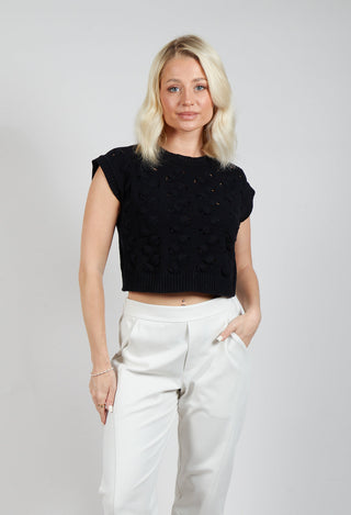 Cable Knit Sweater Vest in Black