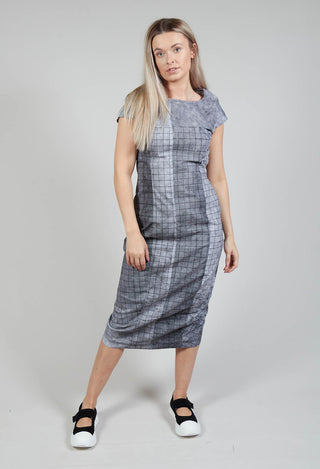 Capped Sleeve Slim Fit Dress in Black Print