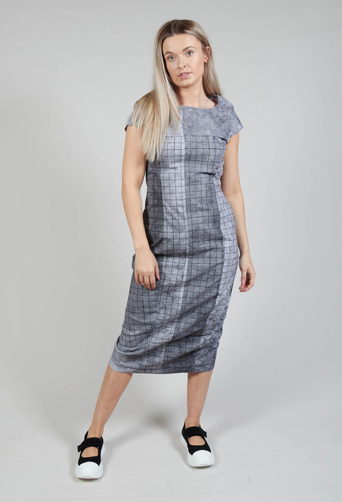 Capped Sleeve Slim Fit Dress in Black Print