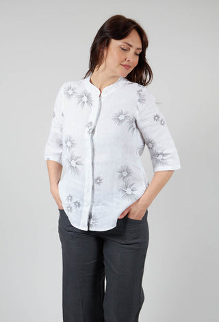 Collarless Shirt in White