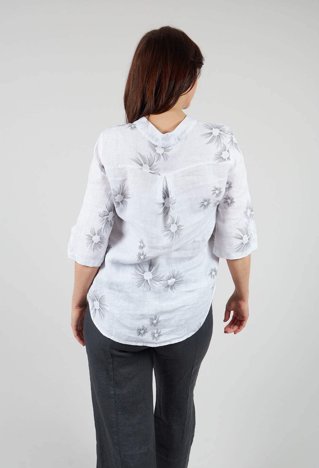 Collarless Shirt in White