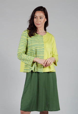 Contrast Sleeve Top in Lime with Green Lines
