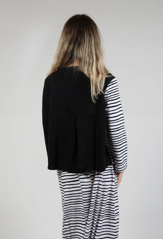 Contrast Sleeve Top in White with Black Lines