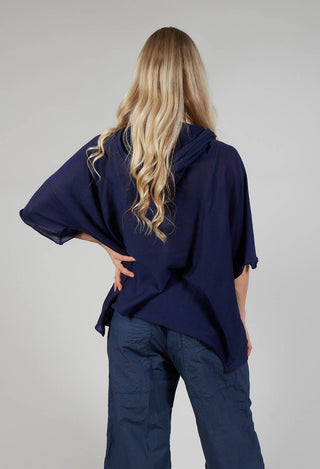 Cotton Maxi Hoodie in Navy